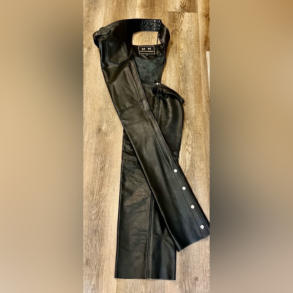 Men’s Black Leather Riding Chaps